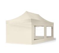 TOOLPORT 3x6 m Carpa plegable, ECONOMY acero 30mm, 4 laterales incl. con ventanas panorámicas, crema - (59050)