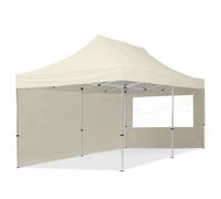 TOOLPORT 3x6 m Carpa plegable, ECONOMY aluminio 32mm, 2 laterales incl. con ventanas panorámicas, crema - (59022)