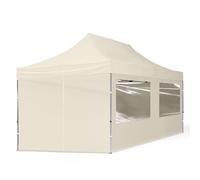 TOOLPORT 3x6 m Carpa plegable, ECONOMY aluminio 32mm, 4 laterales in on ventanas panorámicas, crema - (59023)