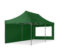 TOOLPORT 3x6 m Carpa plegable, PREMIUM acero 40mm, 2 laterales in on ventanas panorámicas, verde oscuro - (600074)