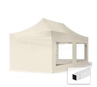 TOOLPORT 3x6m Gazebo Plegable - 4 Paneles Laterales (panorámica) 700N Gazebo Plegable de Acero Carpas de Fiesta en el jardín Crema