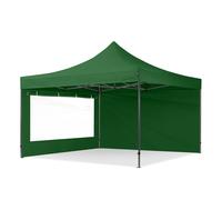 TOOLPORT 4x4 m Carpa plegable, PREMIUM acero 40mm, 2 laterales in on ventanas panorámicas, verde oscuro - (600097)