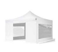 TOOLPORT 4x4 m Carpa plegable, PREMIUM acero 40mm, 4 laterales in on ventanas panorámicas, blanco - (600130)