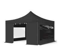 TOOLPORT 4x4 m Carpa plegable, PREMIUM acero 40mm, 4 laterales in on ventanas panorámicas, negro - (600089)