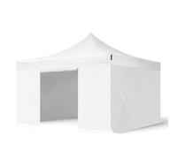 TOOLPORT 4x4 m Carpa plegable, PREMIUM acero 40mm, 4 laterales incl. sin ventana, blanco - (600104)