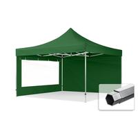 TOOLPORT 4x4 m Carpa plegable, PROFESSIONAL aluminio 40mm, 2 laterales in on ventanas panorámicas, verde oscuro - (600186)