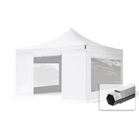 TOOLPORT 4x4 m Carpa plegable, PROFESSIONAL aluminio 40mm, 4 laterales in on ventanas panorámicas, blanco - (582424)