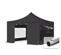 TOOLPORT 4x4 m Carpa plegable, PROFESSIONAL aluminio 40mm, 4 laterales in on ventanas panorámicas, negro - (59079)