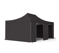 TOOLPORT 4x6 m Carpa plegable, PROFESSIONAL aluminio 50mm, 4 laterales incl. sin ventana, negro - (59066)