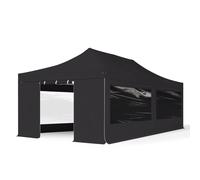 TOOLPORT 4x8 m Carpa plegable, PROFESSIONAL aluminio 50mm, 4 laterales in on ventanas panorámicas, negro - (59063)
