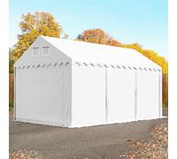TOOLPORT Carpa almacén 3x6 m - altura lateral 2,6m, PVC 800, con base reforzada, blanco, con Estática (para suelos blandos) - (57660)