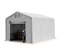 TOOLPORT Carpa almacén 4x6 m Carpa Industrial con 3m de Altura Lateral Lona PVC 850 N Impermeable Gris con Puerta levadiza