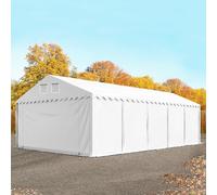 TOOLPORT Carpa almacén 5x10 m - altura lateral 2,6m, PVC 800, con base reforzada, blanco, con Estática (para suelos blandos) - (58518)