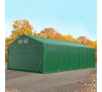 TOOLPORT Carpa almacén 5x10 m - altura lateral 2,6m, PVC 800, con base reforzada, verde oscuro, sin Estática - (5296)