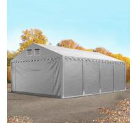 TOOLPORT Carpa almacén 5x8 m - altura lateral 2,6m, PVC 800, con base reforzada, gris, con Estática (para suelos blandos) - (57668)