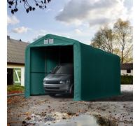 TOOLPORT Carpa garaje 4x8 m con entrada 3,5x3,5 m, PVC 850, verde oscuro, con Estática (para hormigón) - (99525)