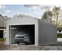 TOOLPORT Carpa garaje 5x8 m con entrada 4,1x2,5 m, PVC 850, gris, con Estática (para suelos blandos) - (99402)