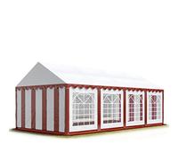 TOOLPORT Carpa para Fiestas Carpa de Fiesta 4x8 m Carpa de pabellón de jardín Lona PVC 700 N en Rojo-Blanco Impermeable
