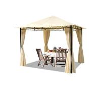 TOOLPORT Cenador de jardín 3x3 m con 4 Cortinas - Lona de Techo Approx. 180 g/m² champán
