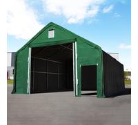 TOOLPORT Everest Carpa industrial 10x20 m con entrada 4x4 m, PRIMEtex 2300, verde oscuro, con Estática (para hormigón) - (49675)