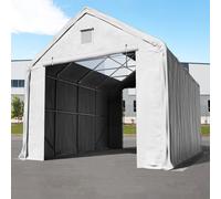 TOOLPORT Everest Carpa industrial 4x8 m con entrada 3x3 m, PRIMEtex 2300 con claraboyas, gris, con Estática (para suelos blandos) - (49830)