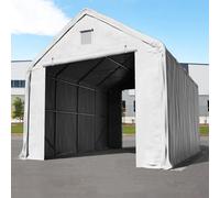 TOOLPORT Everest Carpa industrial 4x8 m con entrada 3x3 m, PRIMEtex 2300, gris, con Estática (para suelos blandos) - (48666)
