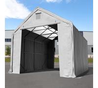 TOOLPORT Everest Carpa industrial 5x10 m con entrada 3x3,4 m, PRIMEtex 2300 con claraboyas, gris, con Estática (para suelos blandos) - (49832)