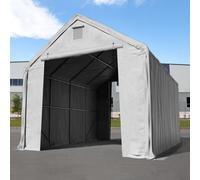 TOOLPORT Everest Carpa industrial 5x10 m con entrada 3x3,4 m, PRIMEtex 2300, gris, con Estática (para hormigón) - (48844)
