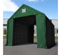 TOOLPORT Everest Carpa industrial 5x10 m con entrada 3x3,4 m, PRIMEtex 2300, verde oscuro, con Estática (para suelos blandos) - (48669)