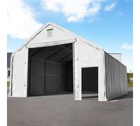 TOOLPORT Everest Carpa industrial 8x8 m con entrada 4x3,4 m, PRIMEtex 2300, gris, con Estática (para suelos blandos) - (48677)