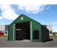 TOOLPORT Everest Carpa industrial 8x8 m con entrada 4x3,4 m, PRIMEtex 2300, verde oscuro, con Estática (para hormigón) - (48850)