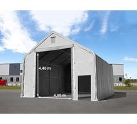 TOOLPORT Everest Carpa industrial 8x8 m con entrada 4x4,4 m, PRIMEtex 2300, gris, con Estática (para hormigón) - (48852)