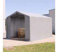 TOOLPORT Outlander Carpa industrial 4x6 m - altura lateral de 3,0 m con puerta con cremallera, PRIMEtex 2300, gris, con Estática (para hormigón) - (94188)