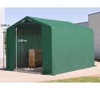 TOOLPORT Outlander Carpa industrial 4x6 m - altura lateral de 3,0 m con puerta con cremallera, PVC 850, verde oscuro, sin Estática - (79861)