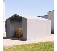 TOOLPORT Outlander Carpa industrial 4x8 m - altura lateral de 3,0 m con puerta con cremallera, PVC 850, gris, sin Estática - (79870)