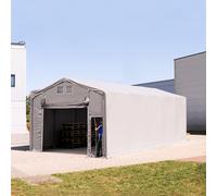 TOOLPORT Outlander Carpa industrial 5x10 m - altura lateral de 3,0 m con puerta levadiza, PRIMEtex 2300, gris, sin Estática - (79984)