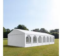 TOOLPORT PRO 5x14 m Carpa para fiestas XXL, altura lateral 2,6m, PVC 1400, con base reforzada, blanco - (37670)