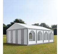 TOOLPORT PRO 6x8 m Carpa para fiestas XXL, altura lateral 2,6m, PVC 1400, con base reforzada, gris-blanco - (7696BL)
