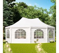 TOOLPORT PRO Carpa pagoda 5x6,8 m, lona de PVC, blanco - (1067)