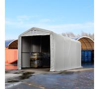 TOOLPORT Viking Carpa industrial 4x8 m con entrada 3,5x3,5 m, PVC 850, gris, con Estática (para suelos blandos) - (49387)