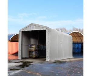 TOOLPORT Viking Carpa industrial 4x8 m con entrada 3,5x3,5 m, PVC 850, gris, con Estática (para suelos blandos) - (49387)