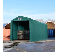 TOOLPORT Viking Carpa industrial 4x8 m con entrada 3,5x3,5 m, PVC 850, verde oscuro, con Estática (para suelos blandos) - (49649)