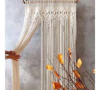 ToolsEvery Tapiz macramé Tejido a Mano, Cortina de Puerta de algodón Beige, Separador de Espacios Estilo Bohemio para Puerta, Ventana, balcón y habitación, Varios tamaños Disponibles (95 x 200 cm)