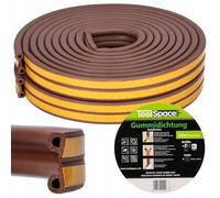 ToolSpace | Cinta de sellado autoadhesiva puertas ventanas | 25m | Perfil P marrón | Burlete para puertas | Burlete para ventanas | Tira de sellado anticolisión | Burlete de caucho