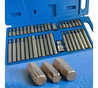 Toolzone 40 brocas hexagonales, torx, estriadas en estuche: 4, 5, 6, 7, 8, 10 y 12 mm, T20, T25, T30, T40, T45, T50, T55