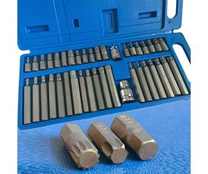 Toolzone 40 brocas hexagonales, torx, estriadas en estuche: 4, 5, 6, 7, 8, 10 y 12 mm, T20, T25, T30, T40, T45, T50, T55