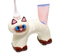 Toothbrush Holder | Ceramic Cute Cat-Shape Double Hole Stand - Toothbrush and Toothpaste Holder - for Bathroom Countertop Vanity Sink Shower Toilet Counter Cabinet Home