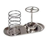 Toothbrush Holder Set - Stainless Steel Rack, Drip Tray For Counter Sink | 3-Piece Set | Heavy Duty Bathroom Storage | Removable Drip Tray, for Counter, Sink, Dorm