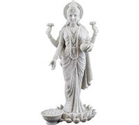 Top Collection Estatua de Lakshmi de 10.25 Pulgadas en Acabado de mármol Blanco, Escultura hindú de la Riqueza, la Prosperidad, la sabiduría y la Fortuna