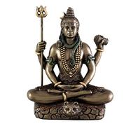 Top Collection Figura de Dios hindú Shiva en meditación, Acabado de Bronce, Escultura Estatua